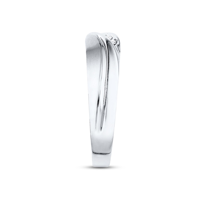 Main Image 2 of Previously Owned Men's Diamond Wedding Band 1/15 ct tw Round-cut 10K White Gold