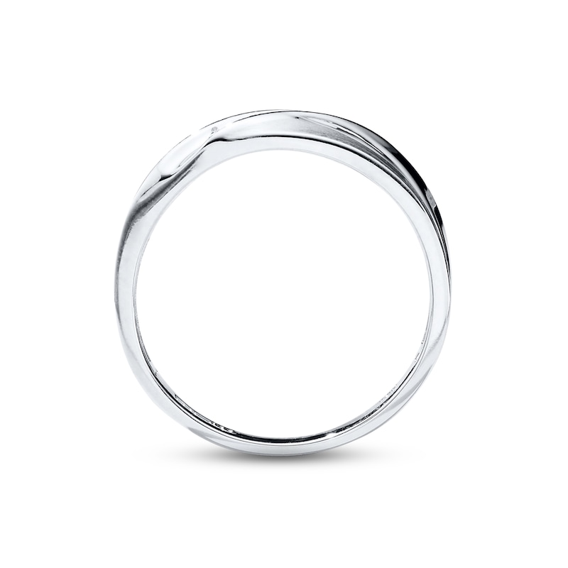 Main Image 3 of Previously Owned Men's Diamond Wedding Band 1/15 ct tw Round-cut 10K White Gold