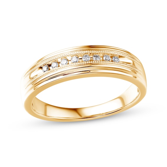 Previously Owned Men's Wedding Band 1/10 ct tw Diamonds 10K Yellow Gold