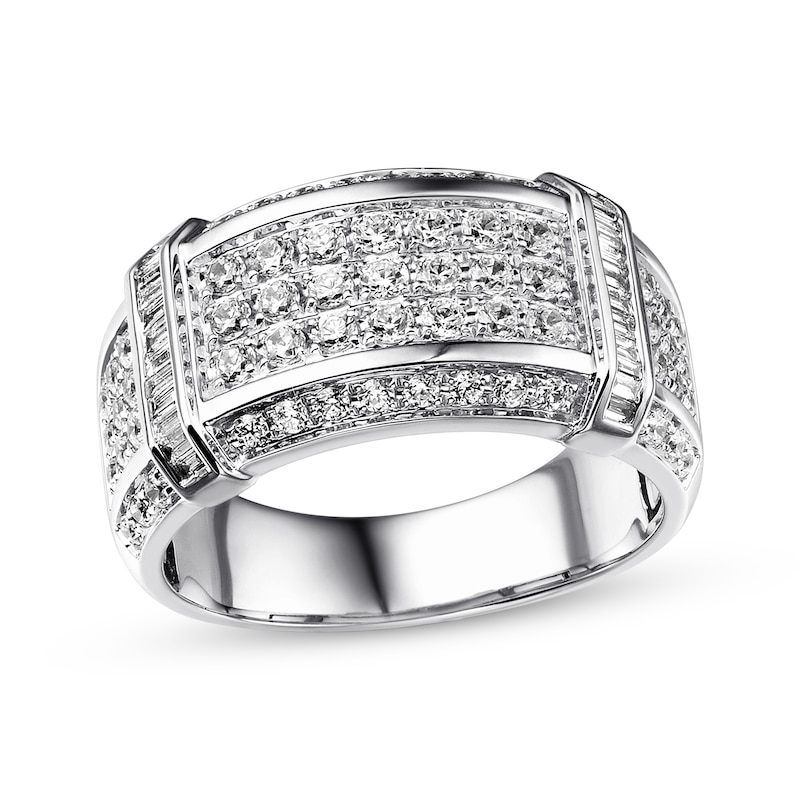 Main Image 1 of Previously Owned Men's Diamond Ring 1-1/2 ct tw Round-cut 10K White Gold