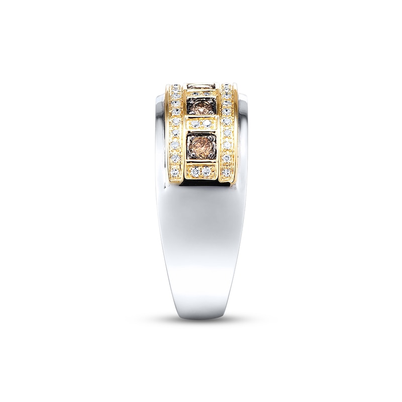 Main Image 2 of Previously Owned Men's Diamond Wedding Band 1/2 ct tw Brown/White Round-cut 10K Two-Tone Gold