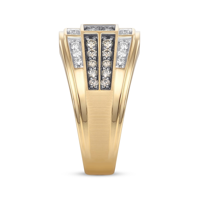 Previously Owned Men's Brown & White Diamond Ring 1 ct tw 10K Yellow Gold