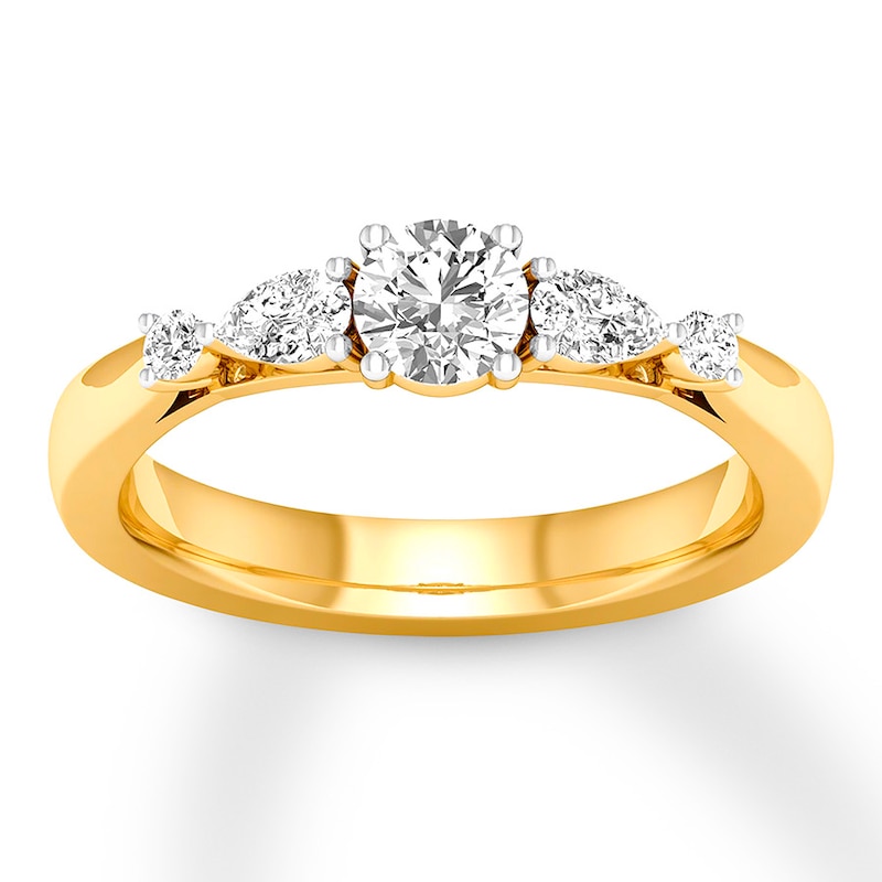 Main Image 1 of Previously Owned Diamond Engagement Ring 1 ct tw Round/Pear 14K Yellow Gold