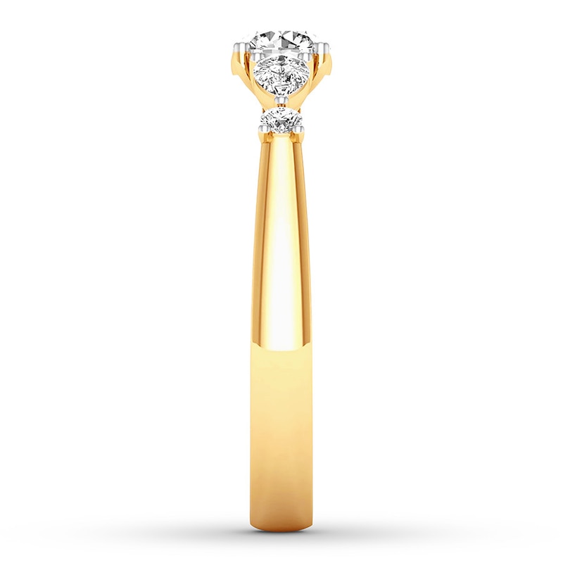Main Image 3 of Previously Owned Diamond Engagement Ring 1 ct tw Round/Pear 14K Yellow Gold