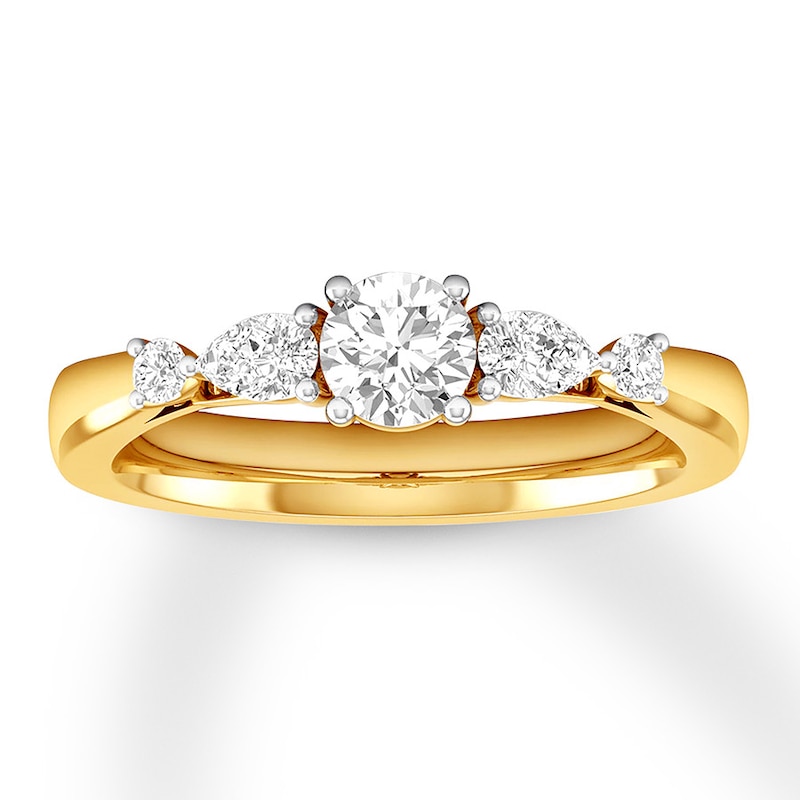Main Image 4 of Previously Owned Diamond Engagement Ring 1 ct tw Round/Pear 14K Yellow Gold