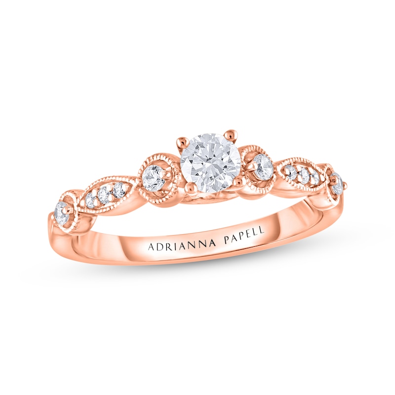 Previously Owned Adrianna Papell Diamond Engagement Ring 3/8 ct tw Round-cut 14K Rose Gold