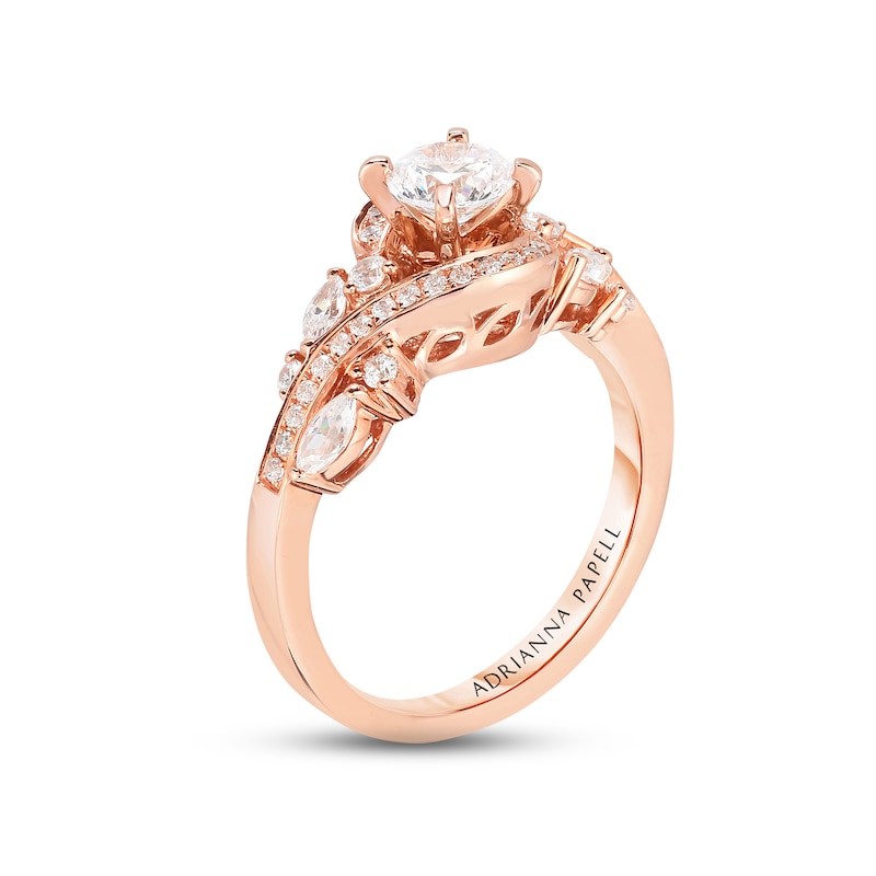 Previously Owned Adrianna Papell Diamond Engagement Ring 1 ct tw Round & Marquise-cut 14K Rose Gold