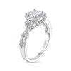 Previously Owned Adrianna Papell Diamond Engagement Ring 7/8 ct tw Princess, Round & Baguette-cut 14K White Gold