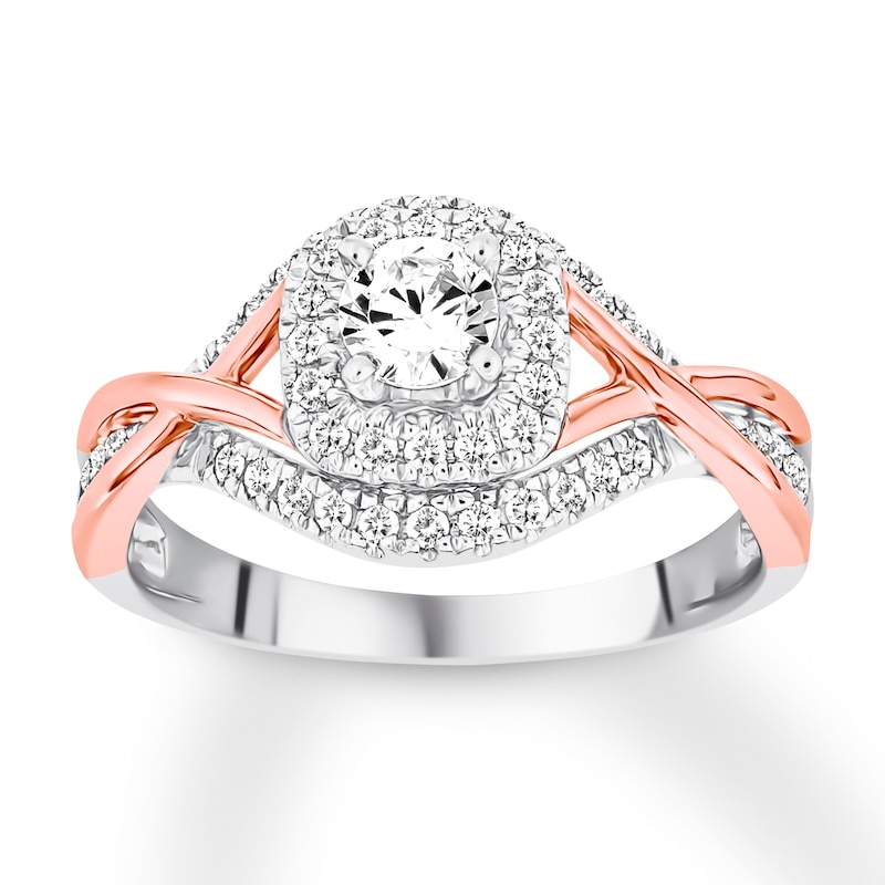 Main Image 1 of Previously Owned Diamond Engagement Ring 5/8 ct tw Round-cut 14K Two-Tone Gold