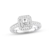 Thumbnail Image 1 of Previously Owned Diamond Engagement Ring 1/2 ct tw Emerald & Round-cut 14K White Gold