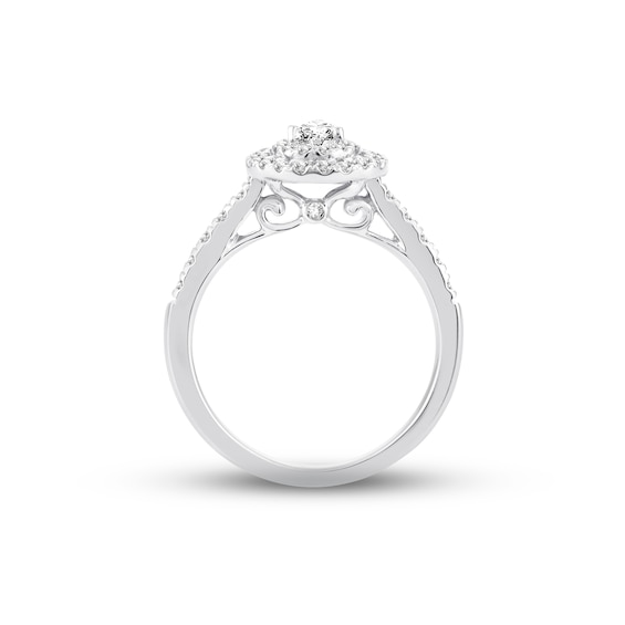 Thumbnail Image 2 of Previously Owned Diamond Engagement Ring 1/2 ct tw Pear & Round-cut 14K White Gold