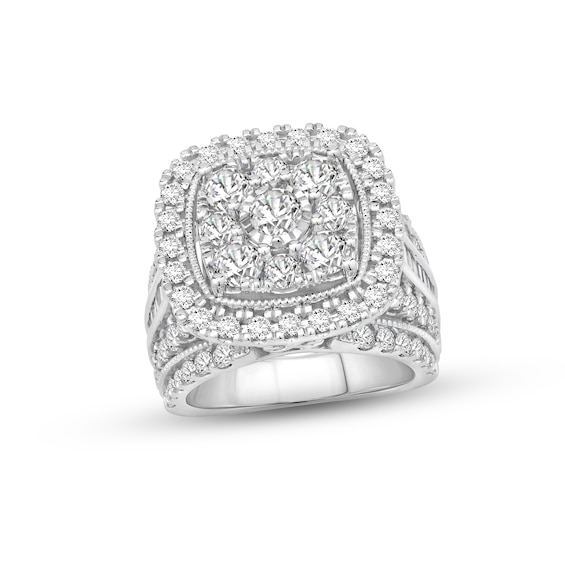 Previously Owned Diamond Engagement Ring 4 ct tw Round & Baguette-cut 10K White Gold