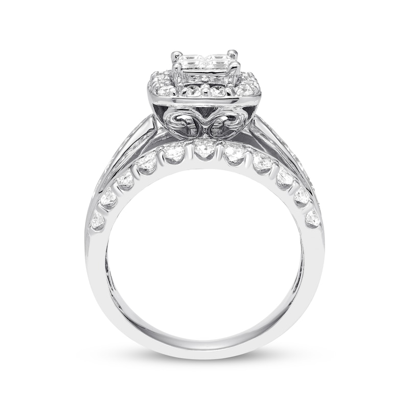 Main Image 3 of Previously Owned Diamond Engagement Ring 2 ct tw Princess & Round-cut 14K White Gold