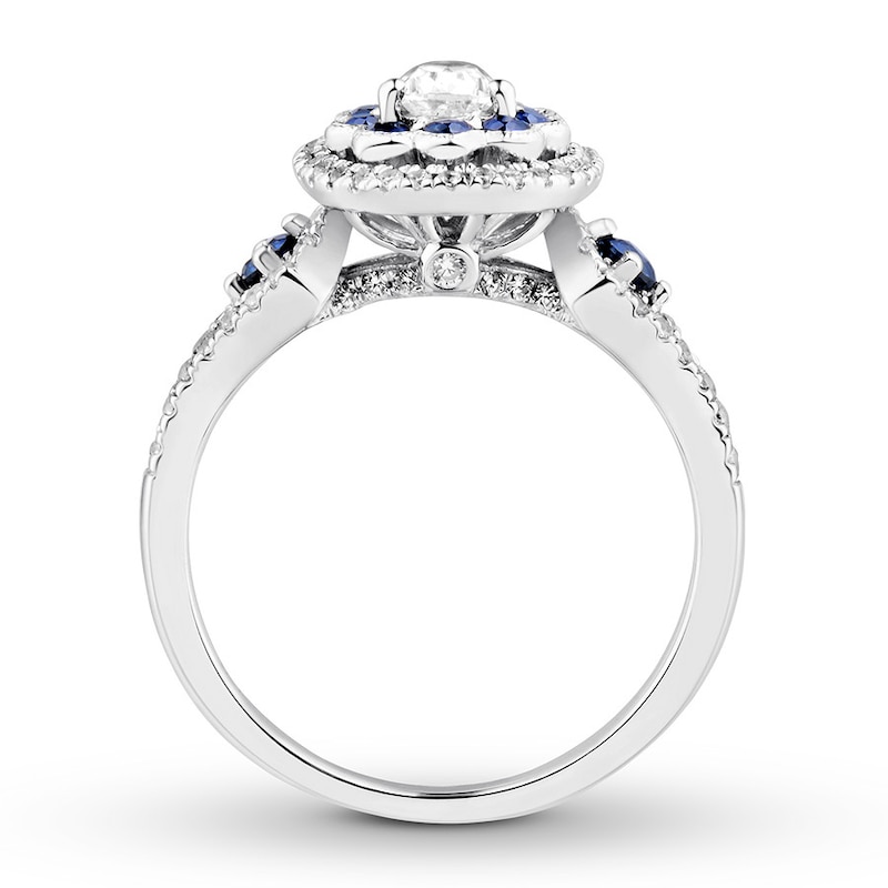 Main Image 2 of Previously Owned Diamond & Sapphire Engagement Ring 5/8 ct tw 14K White Gold