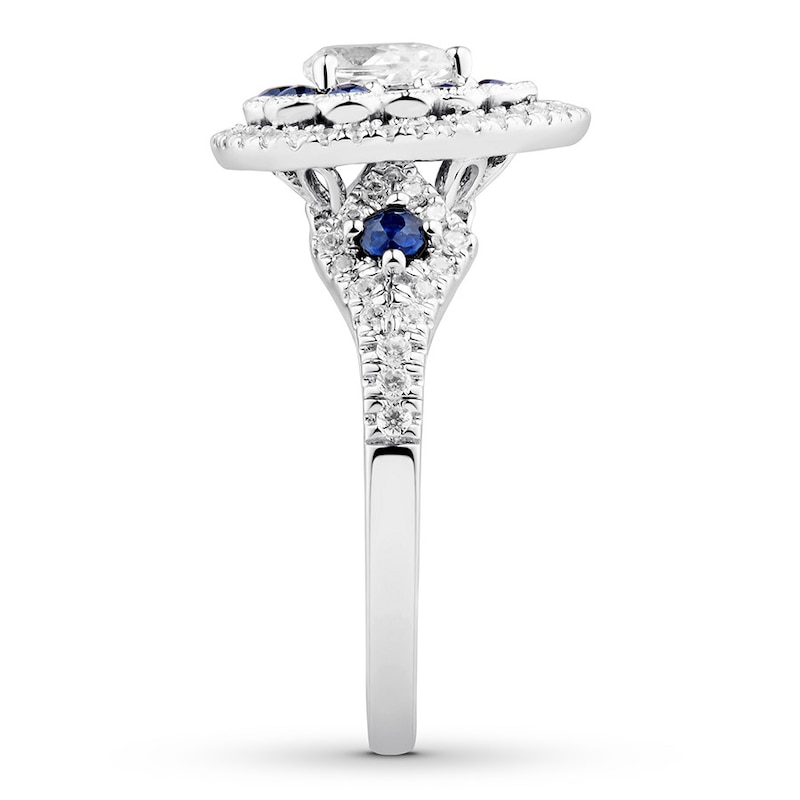Main Image 3 of Previously Owned Diamond & Sapphire Engagement Ring 5/8 ct tw 14K White Gold