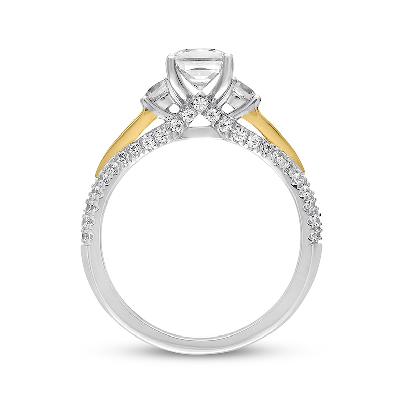 Main Image 3 of Previously Owned Three-Stone Diamond Engagement Ring 1-1/3 ct tw Princess & Round-cut 14K Two-Tone Gold