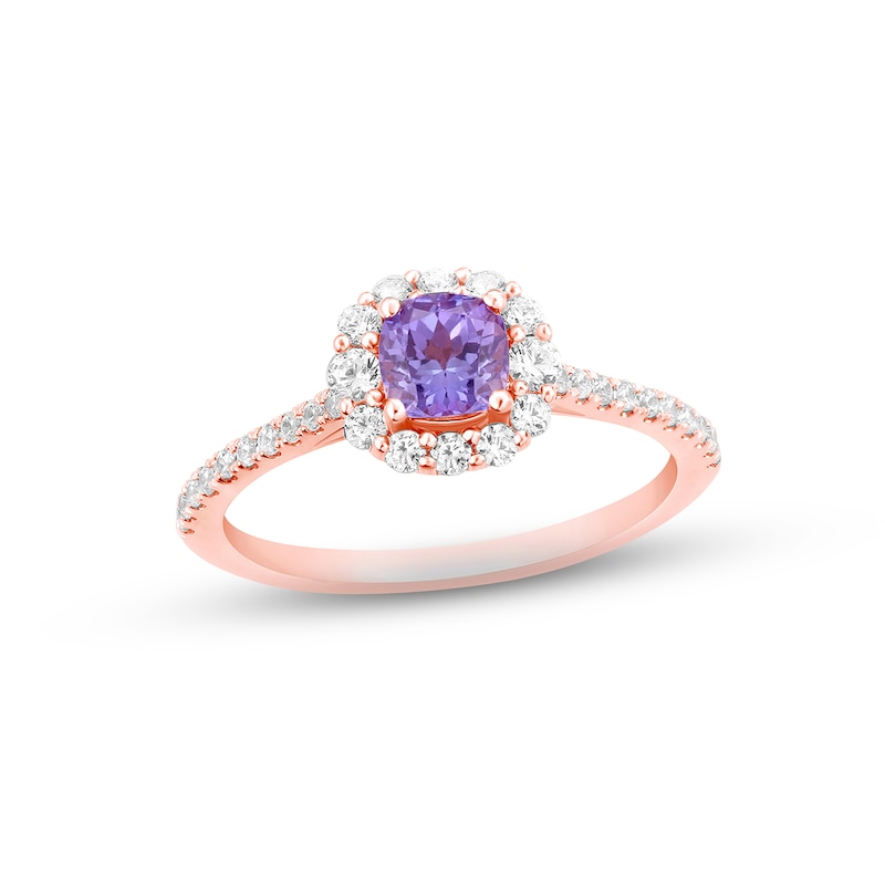 Previously Owned Tanzanite Engagement Ring 3/8 ct tw Round-cut Diamonds 14K Rose Gold