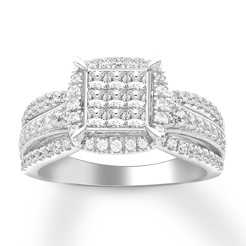 Main Image 1 of Previously Owned Diamond Engagement Ring 1 ct tw Round-cut 14K White Gold