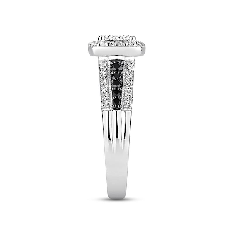 Main Image 2 of Previously Owned  Black & White Diamond Engagement Ring 3/4 ct tw 14K White Gold