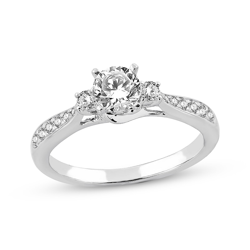 Main Image 1 of Previously Owned Three-Stone Diamond Engagement Ring 5/8 ct tw Round-cut 14K White Gold