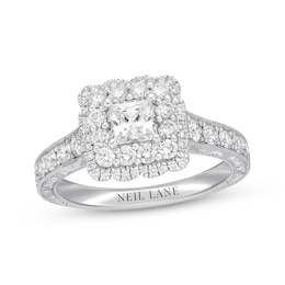 Previously Owned Neil Lane Diamond Engagement Ring 1-3/8 ct tw Princess & Round-cut 14K White Gold