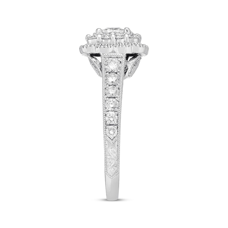 Previously Owned Neil Lane Diamond Engagement Ring 1-3/8 ct tw Princess & Round-cut 14K White Gold