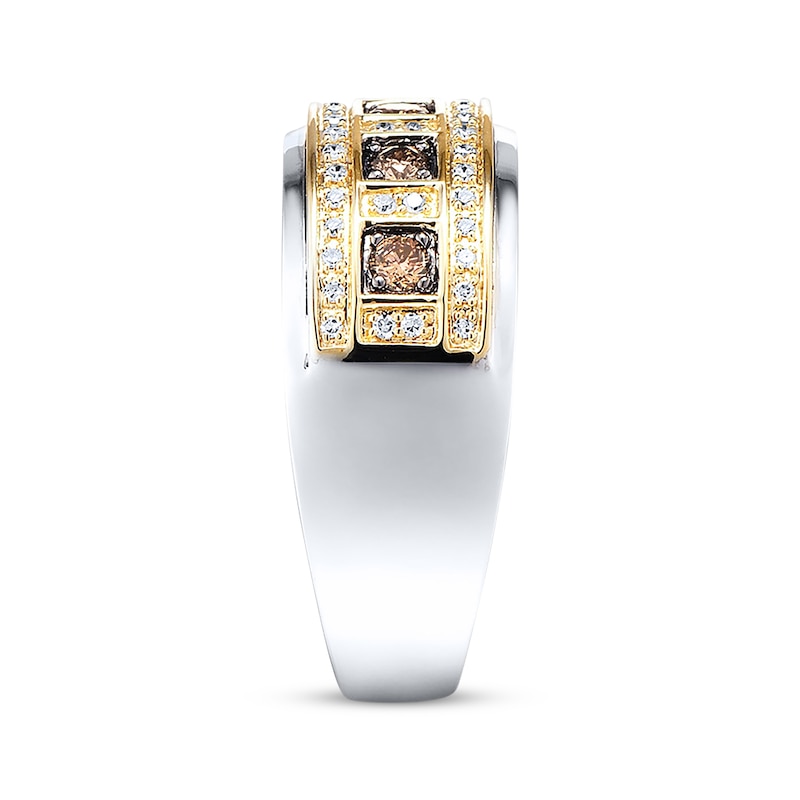 Main Image 3 of Previously Owned Men's Diamond Band 1/2 ct tw Brown & White 10K Two-Tone Gold