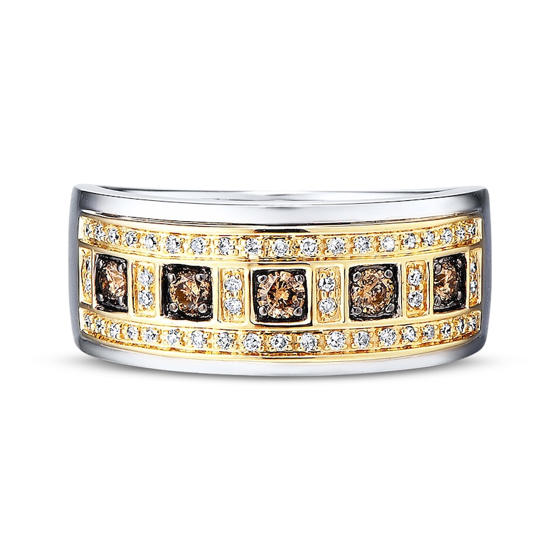 Main Image 4 of Previously Owned Men's Diamond Band 1/2 ct tw Brown & White 10K Two-Tone Gold