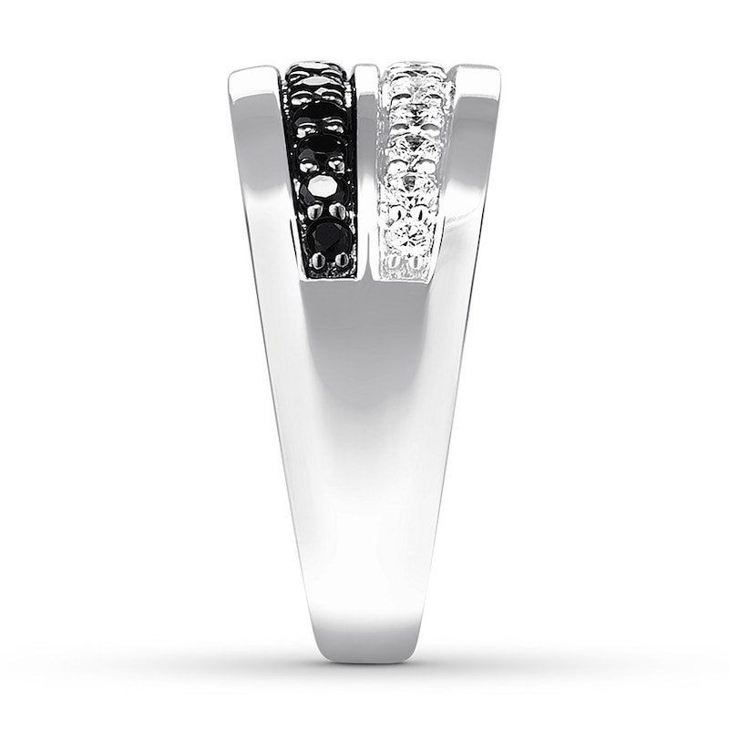 Main Image 3 of Previously Owned Men's Wedding Band 1 ct tw Black Diamonds 14K White Gold