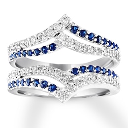 Previously Owned Sapphire Enhancer Ring 1/2 ct tw Diamonds 14K White Gold