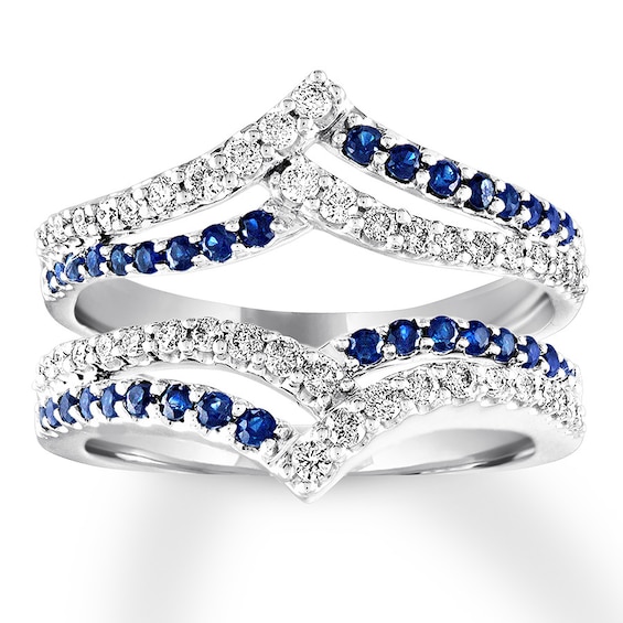 Previously Owned Sapphire Enhancer Ring 1/2 ct tw Diamonds 14K White Gold