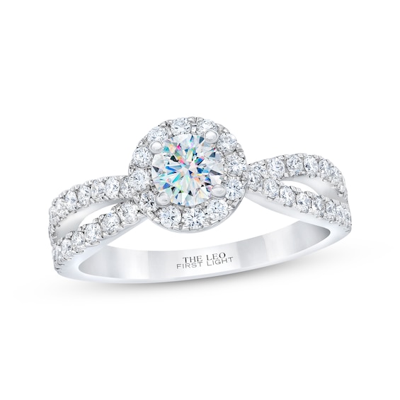 Previously Owned THE LEO First Light Diamond Engagement Ring / ct tw Round-cut 14K White Gold