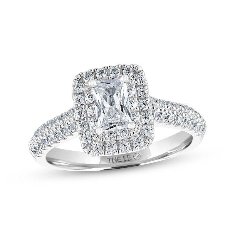 Main Image 1 of Previously Owned THE LEO Diamond Engagement Ring 1 ct tw Emerald & Round-cut 14K White Gold