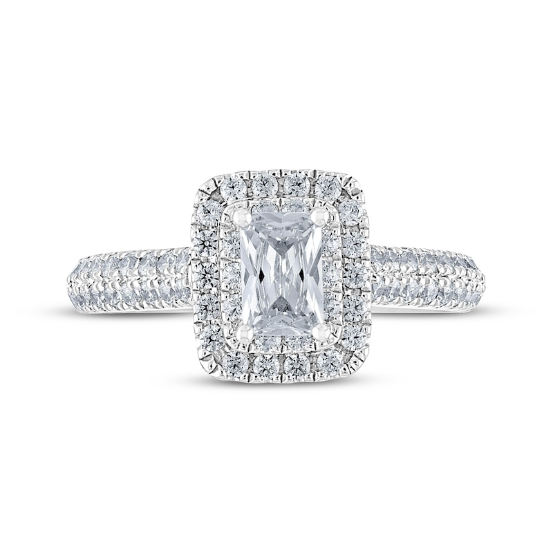 Main Image 3 of Previously Owned THE LEO Diamond Engagement Ring 1 ct tw Emerald & Round-cut 14K White Gold