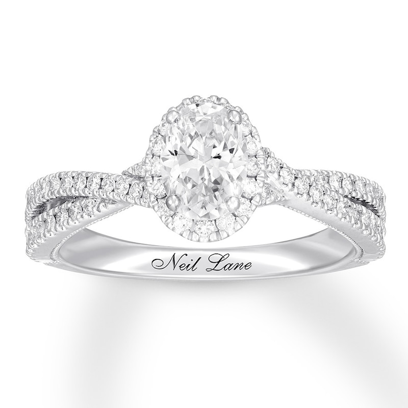 Main Image 1 of Previously Owned Neil Lane Premiere Diamond Engagement Ring 1-1/3 ct tw Oval & Round-cut 14K Gold - Size 8.5