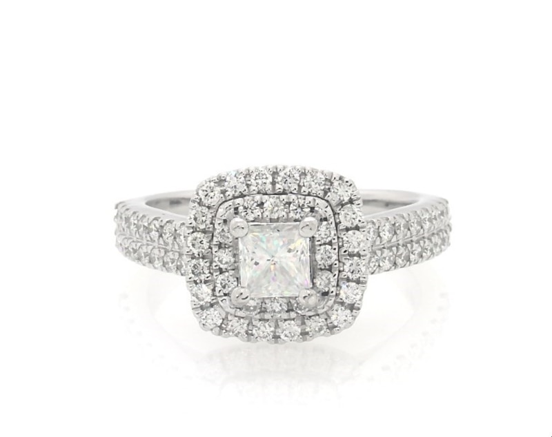 Main Image 1 of Previously Owned THE LEO First Light Diamond Engagement Ring 1 ct tw 14K White Gold