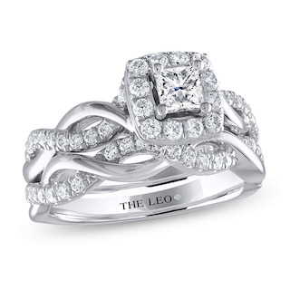 Previously Owned THE LEO Diamond Bridal Set 7/8 Carat tw 14K White Gold