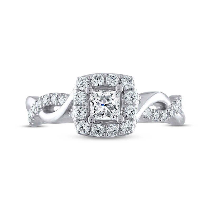 Main Image 3 of Previously Owned THE LEO Diamond Engagement Ring 3/4 ct tw Princess & Round-cut 14K White Gold