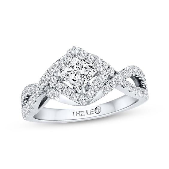 Previously Owned THE LEO Diamond Engagement Ring 1 ct tw Princess & Round-cut 14K White Gold