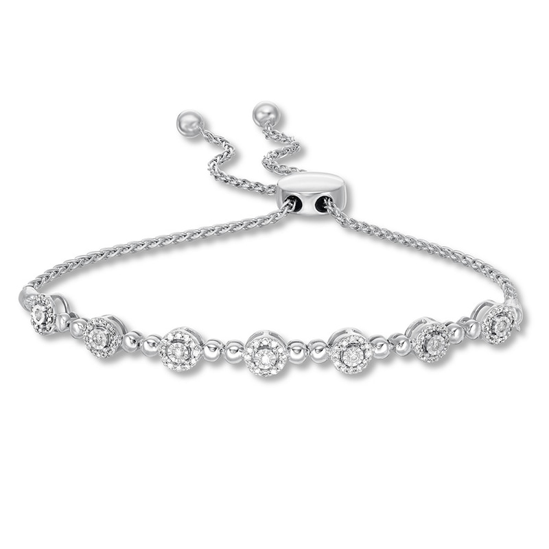 Main Image 1 of Previously Owned Diamond Bolo Bracelet 1/3 ct tw Round-cut 10K White Gold 9.5&quot;