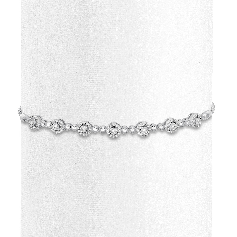 Main Image 2 of Previously Owned Diamond Bolo Bracelet 1/3 ct tw Round-cut 10K White Gold 9.5&quot;