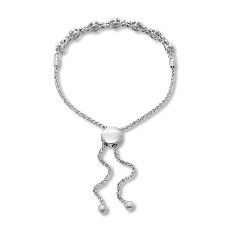 Main Image 3 of Previously Owned Diamond Bolo Bracelet 1/3 ct tw Round-cut 10K White Gold 9.5&quot;