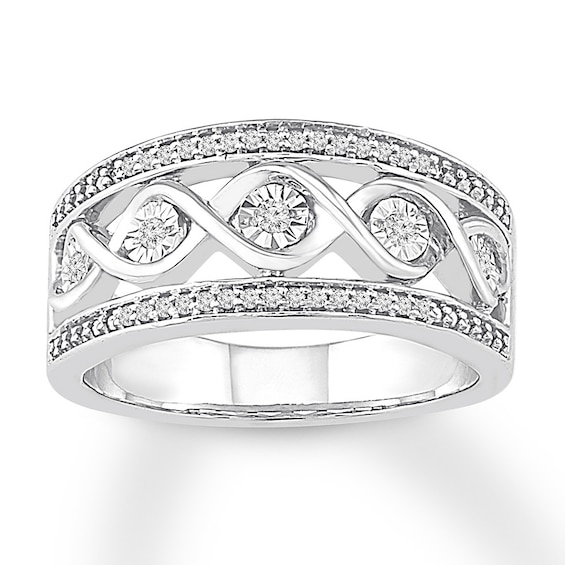 Previously Owned Diamond Ring 1/8 ct tw Round-cut Sterling Silver