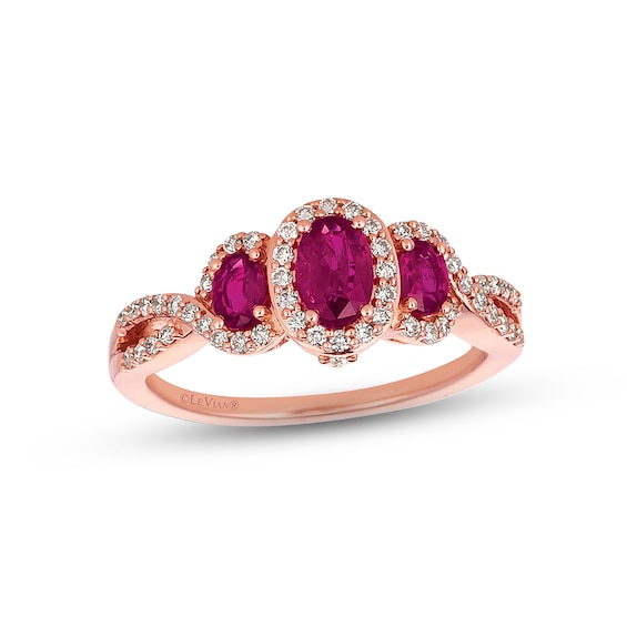 Previously Owned Le Vian Natural Ruby Ring 1/4 cttw Diamonds 14K Strawberry Gold
