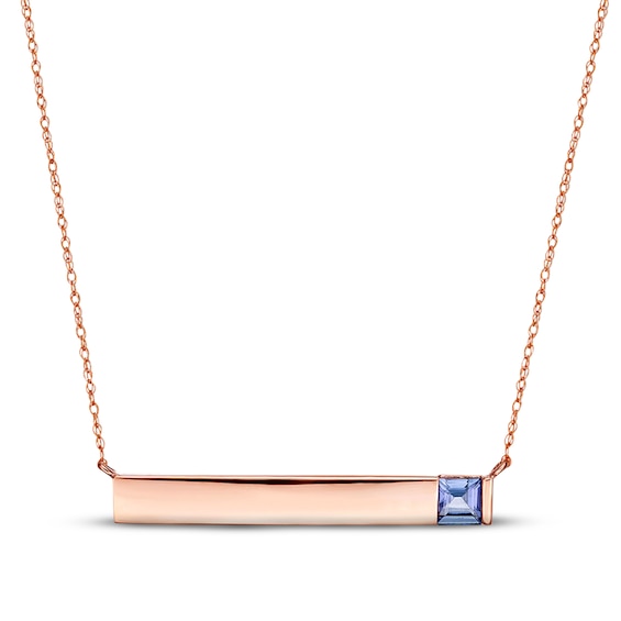 Previously Owned Tanzanite Bar Necklace 10K Rose Gold