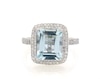 Thumbnail Image 1 of Previously Owned EFFY Collection Emerald-Cut Aquamarine & Diamond Ring 3/8 ct tw 14K White Gold