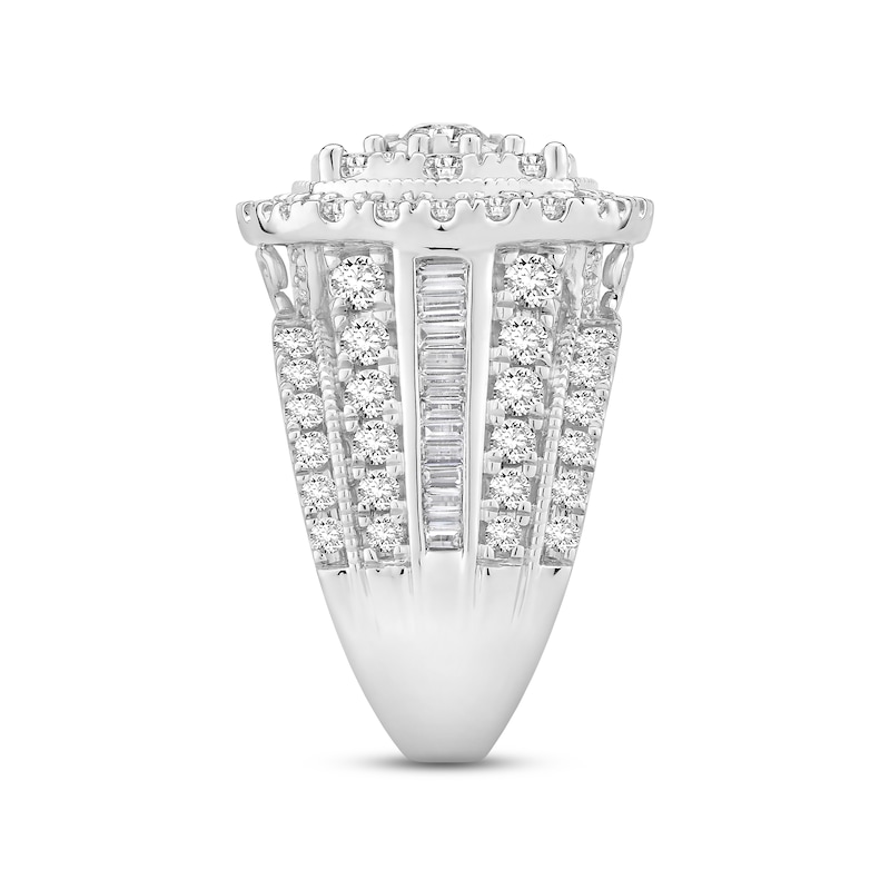 Previously Owned Diamond Engagement Ring 4 ct tw Round/Baguette 10K White Gold