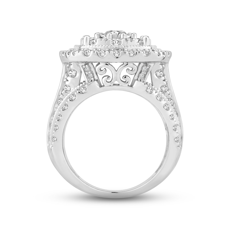 Previously Owned Diamond Engagement Ring 4 ct tw Round/Baguette 10K White Gold