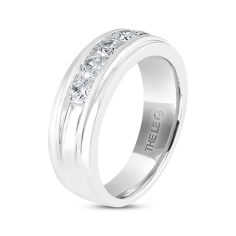Main Image 2 of Previously Owned Men's THE LEO Diamond Wedding Band 1 ct tw Round-cut 14K White Gold
