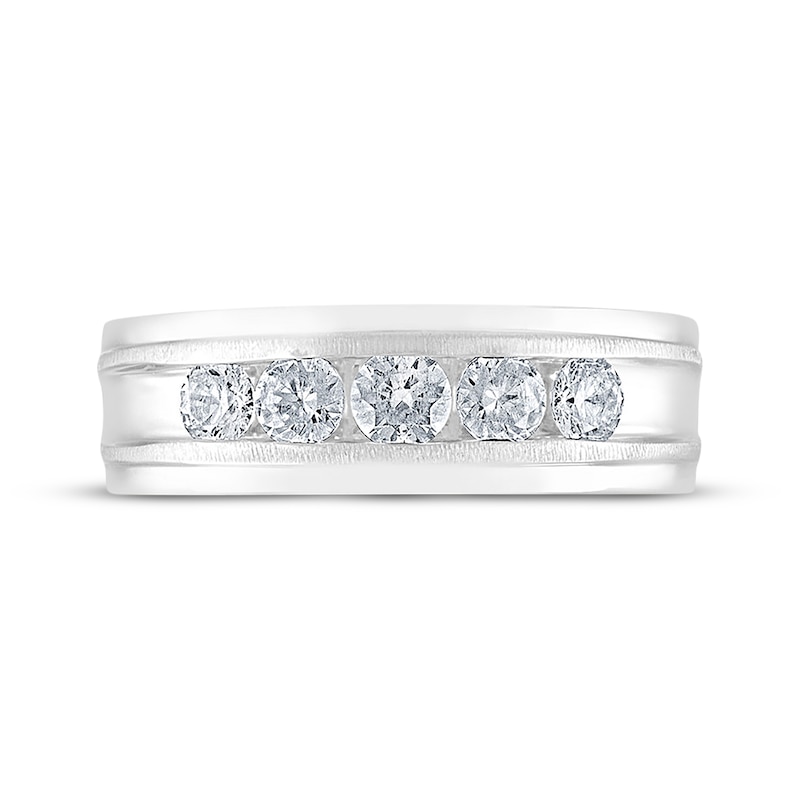 Main Image 3 of Previously Owned Men's THE LEO Diamond Wedding Band 1 ct tw Round-cut 14K White Gold